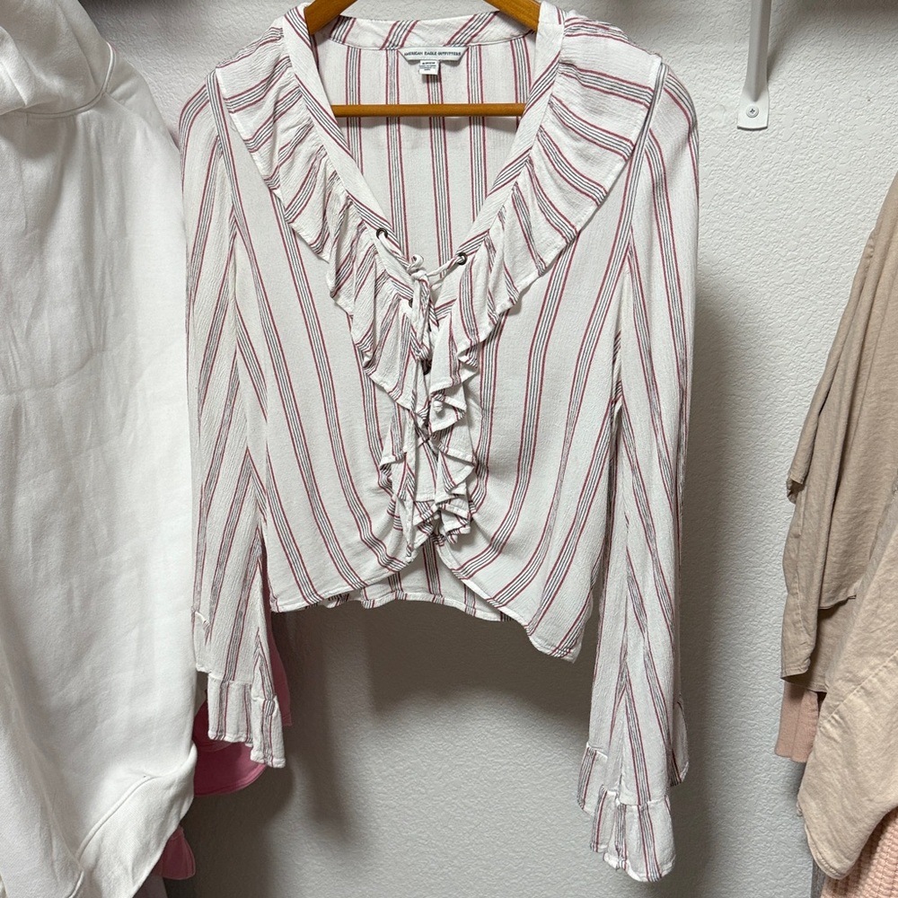 American Eagle Outfitters Red and White Striped Top